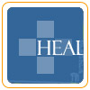 This is an image used for Health Training Institutes.  This is a picture of the letters "Heal" in the word "Health" surrounded by a light blue cross on a blue background.